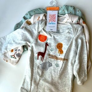 Set of 3 long sleeve animal onesies